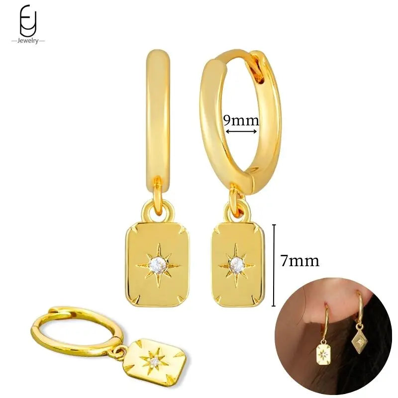 925 Sterling Silver Gold Tassel Earrings - Vintage Crystal Long Chain Hoop Jewelry for Women