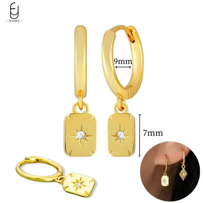 925 Sterling Silver Gold Tassel Earrings - Vintage Crystal Long Chain Hoop Jewelry for Women