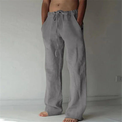 Men's Cotton Linen Pants – New Spring Summer 2023 Breathable Solid Color Trousers, Fitness Streetwear S-3XL