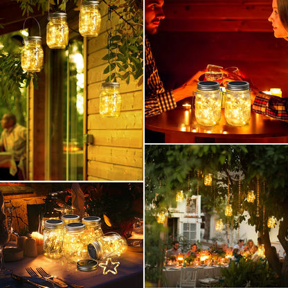 Mason Jar Solar Bottle Lights – LED String Fairy Lights, Waterproof Hanging Lantern for Garden & Wedding Decorations