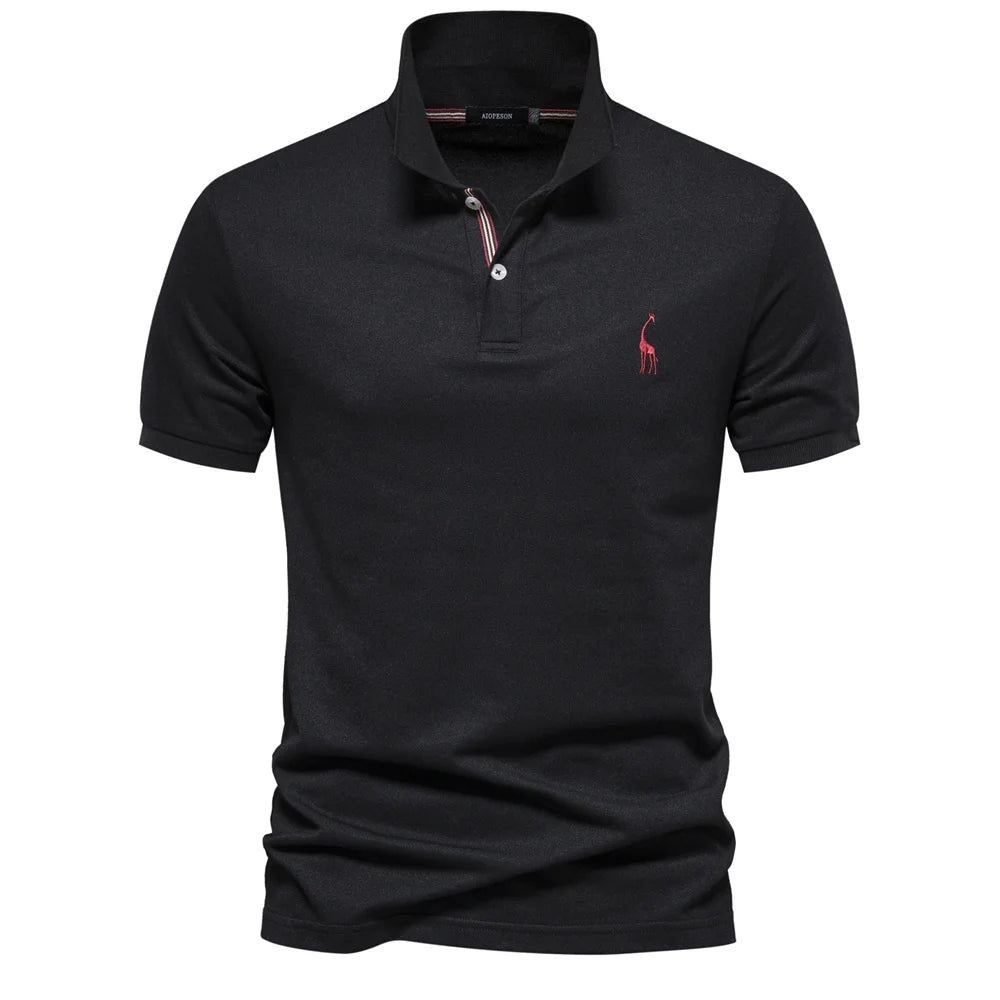 AIOPESON Men's Cotton Polo Shirt - Short Sleeve Solid Color Summer Casual Polo Top