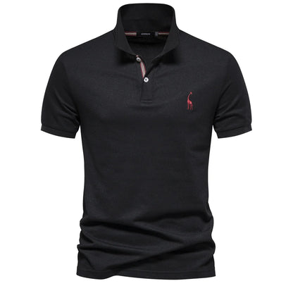 AIOPESON Men's Cotton Polo Shirt - Short Sleeve Solid Color Summer Casual Polo Top