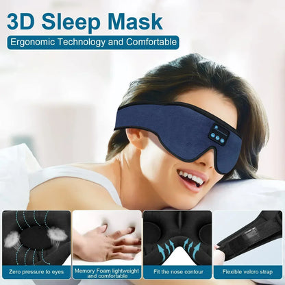 3D Bluetooth 5.0 Sleep Headphones - Wireless Headband with Breathable Music Eye Mask, Ideal for Side Sleepers and Gift-Giving