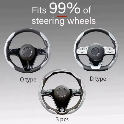 Carbon Fiber Silicone Steering Wheel Cover - Non-Slip Microfiber Leather Universal Car Wheel Protector 2/3PCS