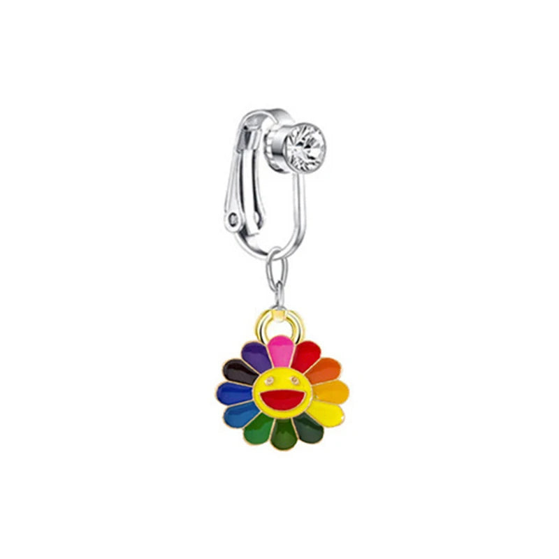 Faux Butterfly Leaves Belly Piercing – Dangling Clip-On Fake Navel & Cartilage Earring for Umbilical Piercing