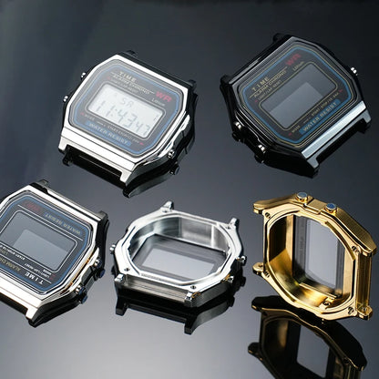 F-91W Stainless Steel Watch Case Mod Kit - Metal Shell Upgrade for Casio F91W, A158W, A159W & 593 Watches