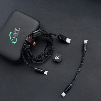 8K Gaming Keyboard USB-C Cable – Single-Crystal Copper Magnetic LED Cable for Esports Hubs and HMLAB Hubs