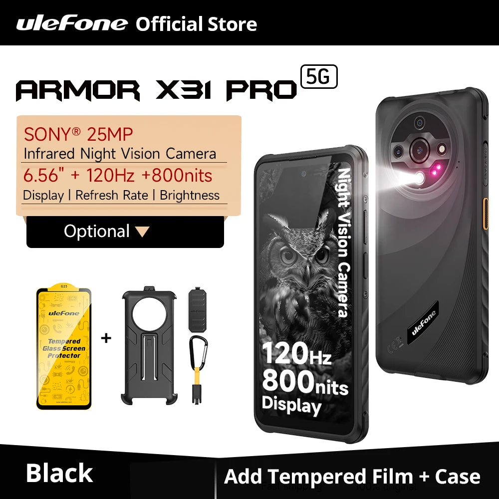 【World Premiere】Ulefone Armor X31 Pro 5G Rugged Smartphone – Android 14, 6.56” Display, 16GB+256GB, 64MP Night Camera, 6050mAh, NFC