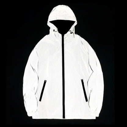 New Men’s Reflective Jacket - Solid Color Polyester Night Reflective Student and Dance Trend Jacket