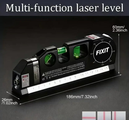Easy-to-Use Laser Level Kit – Multipurpose Cross Line Laser with 8-Foot Measuring Tape and Ruler