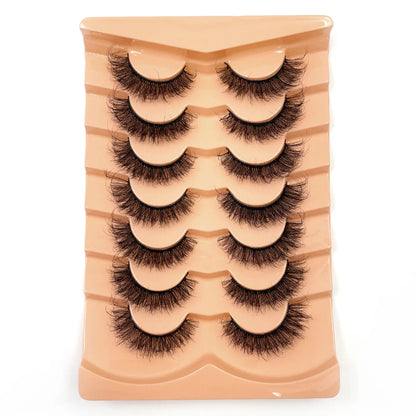 7 Pairs 3D Mink Fur False Eyelashes – Thick Short Dramatic Natural Look Makeup Lashes Wholesale