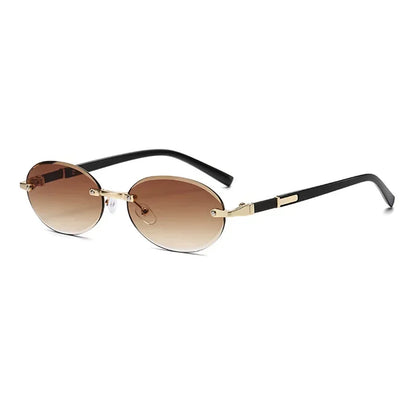 Rimless Rectangle Sunglasses – Unisex Small Square Fashion Shades, Lightweight UV Protection for Summer Travel