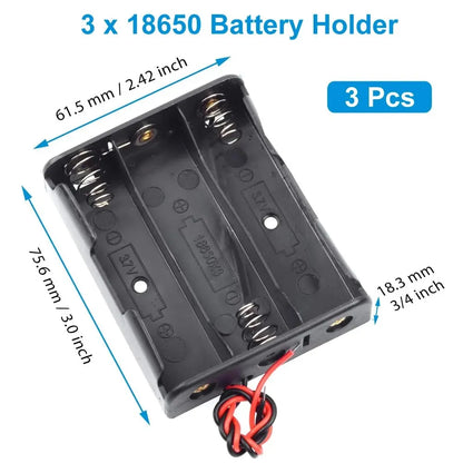 3PCS 18650 Battery Holder Box - 1 Slot 3.7V Storage Case with Black & Red Wires for 1/2/3/4 Cells