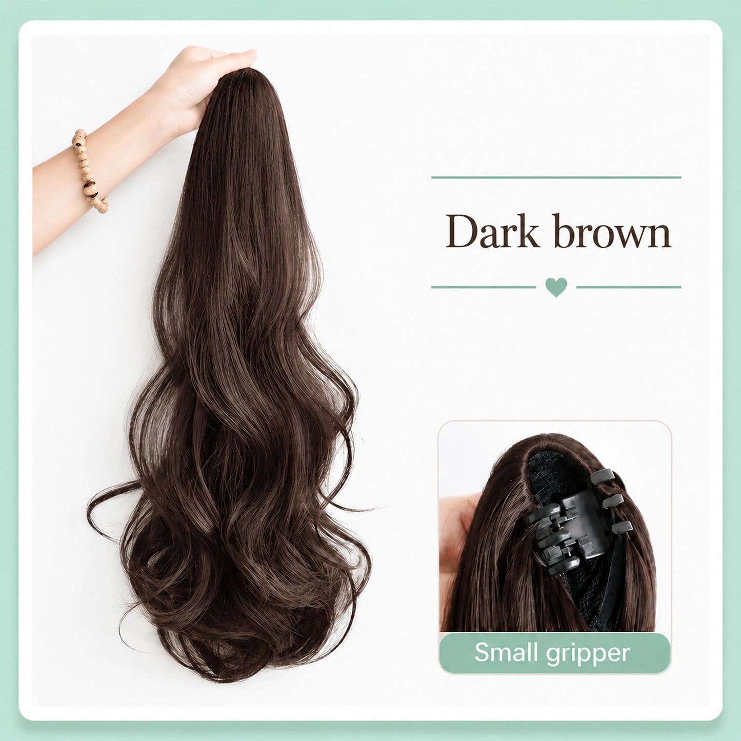 50cm Synthetic Straight Claw Clip-On Ponytail Extension – Heat Resistant Hairpiece for Women, Daily Wear & Party Styling