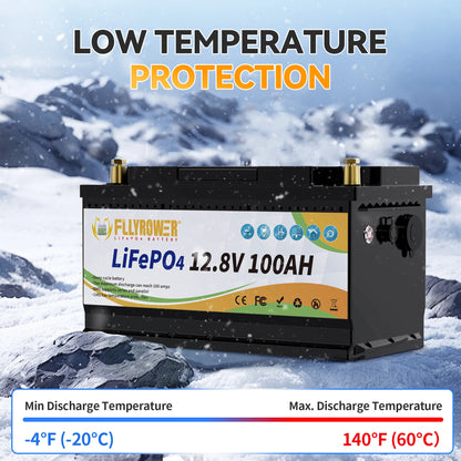 12V 100Ah LiFePO4 Battery Pack – 12.8V Lithium Iron Phosphate with 100A BMS for RV, Boat, Inverter, Solar & Wind Power Systems