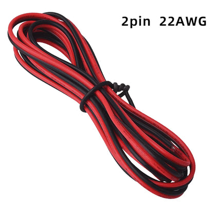 20m 2PIN Electrical Wire – Tinned Copper PVC Insulated Red & Black Cable, 22AWG for Single Color LED Strip Light Extension