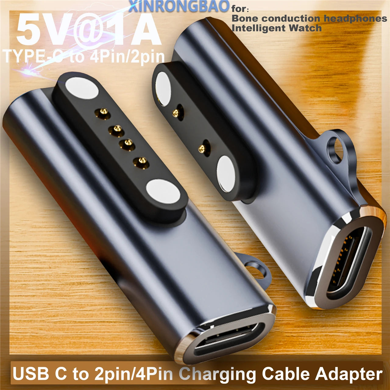 Shokz Bone Conduction Headset & Smartwatch USB-C to 7.62mm 2/4-Pin Magnetic Charging Adapter