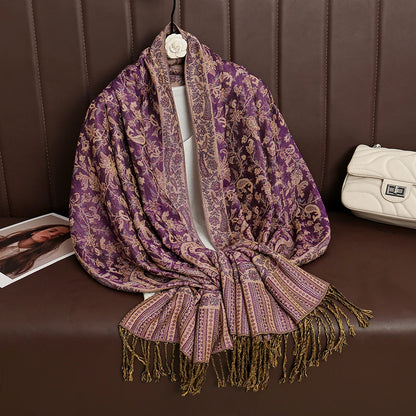 Luxury Autumn Cashmere Pashmina Shawl – Warm Winter Scarves for Women, Printed Cotton Foulard Stole Scarf 2023