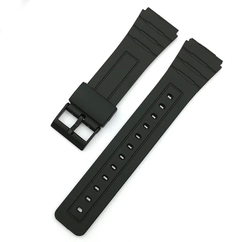 18mm Silicone Rubber Watch Strap for Casio - Soft Black Replacement Band for W800H, A158, A168, AE-1200, AE-1300, SGW-400, F91W, F84, F105W and F108W