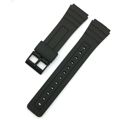 18mm Silicone Rubber Watch Strap for Casio - Soft Black Replacement Band for W800H, A158, A168, AE-1200, AE-1300, SGW-400, F91W, F84, F105W and F108W