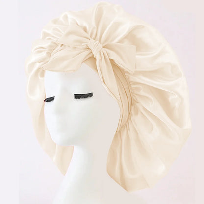 Satin Silk Bonnet – Adjustable Sleeping Hair Bonnet with Tie Band for Women & Men