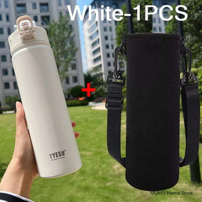 TYESO Stainless Steel Thermos Bottle with Straw - 600ML/750ML Insulated Thermal Sports Water Bottle for Hot & Cold Drinks