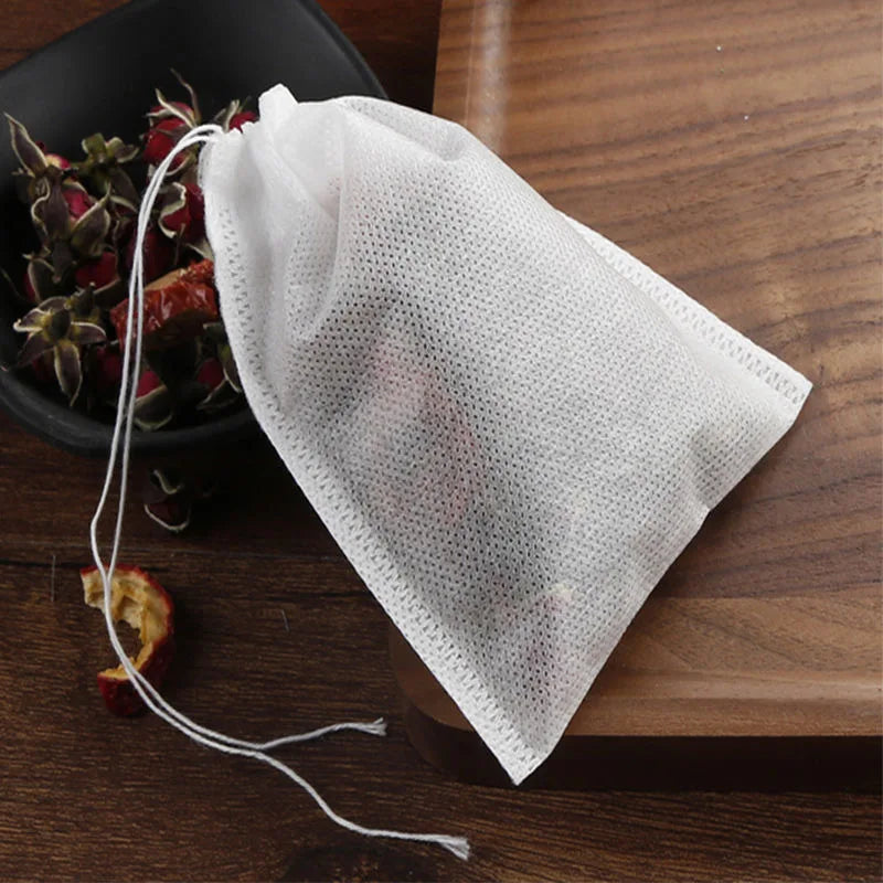 50/100PCS Disposable Tea Filter Bags - Non-Woven Empty Tea Infuser Pouches with String