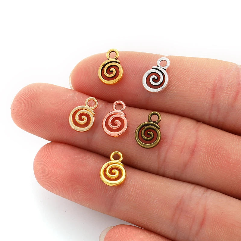 40pcs Swirl Alloy Charms - 6-Color Metal Pendants for DIY Handmade Jewelry Making & Accessories