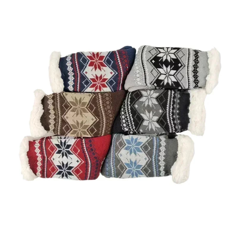 Men’s Fluffy Thermal Winter Socks – Soft Non-Slip Fleece Plush Grip Slipper Socks, Christmas Gift