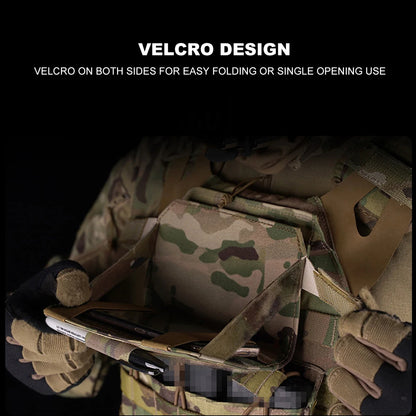 Tactical Admin Phone Pouch MOLLE – Military Hunting Vest Front Panel Map Holder & Utility Carrier Bag for Outdoor Navigation