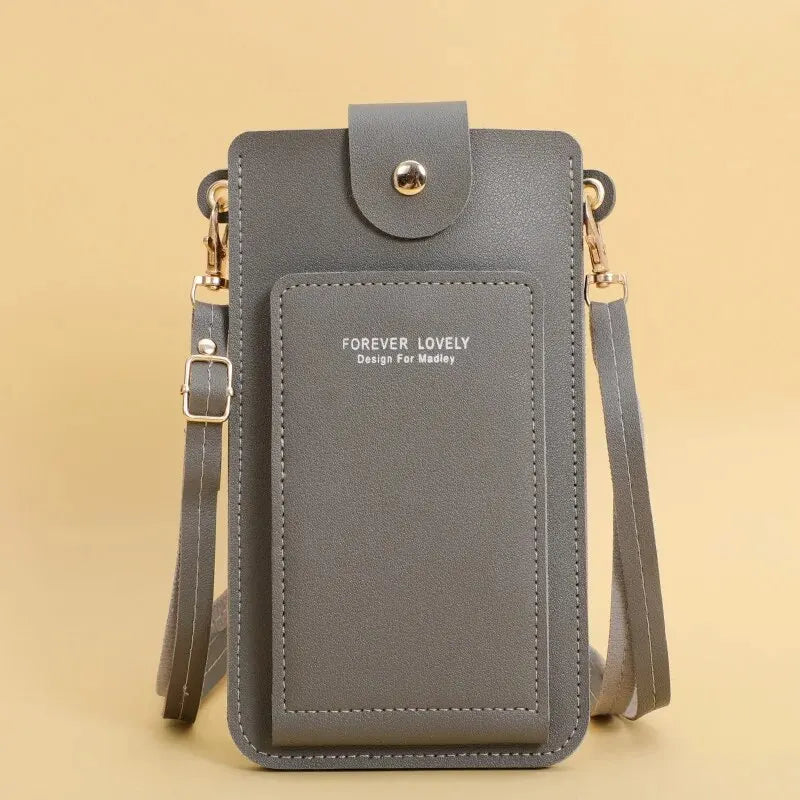 Women's Soft Leather Wallet Crossbody Bag – Touch Screen Phone Purse with Shoulder Strap