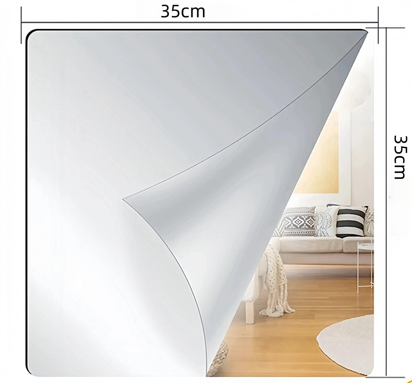 4pcs 3D Self-Adhesive Mirror Wall Stickers — Thickened 2mm Flexible Acrylic DIY Art for Living Room Decoration, 25/35cm