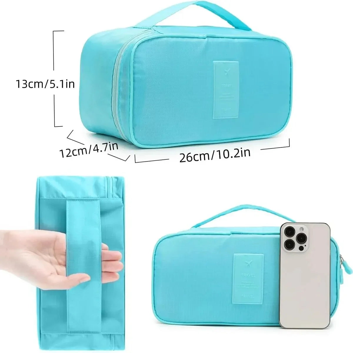 Portable Travel Organizer Bag - Multi-Function Bra Underwear Storage Case and Cosmetic Toiletry Pouch for Outdoor Trips