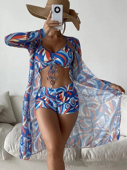Women’s 3-Piece Push Up Bikini Set - Summer Print Sexy Swimsuit & Beachwear Bathing Suit