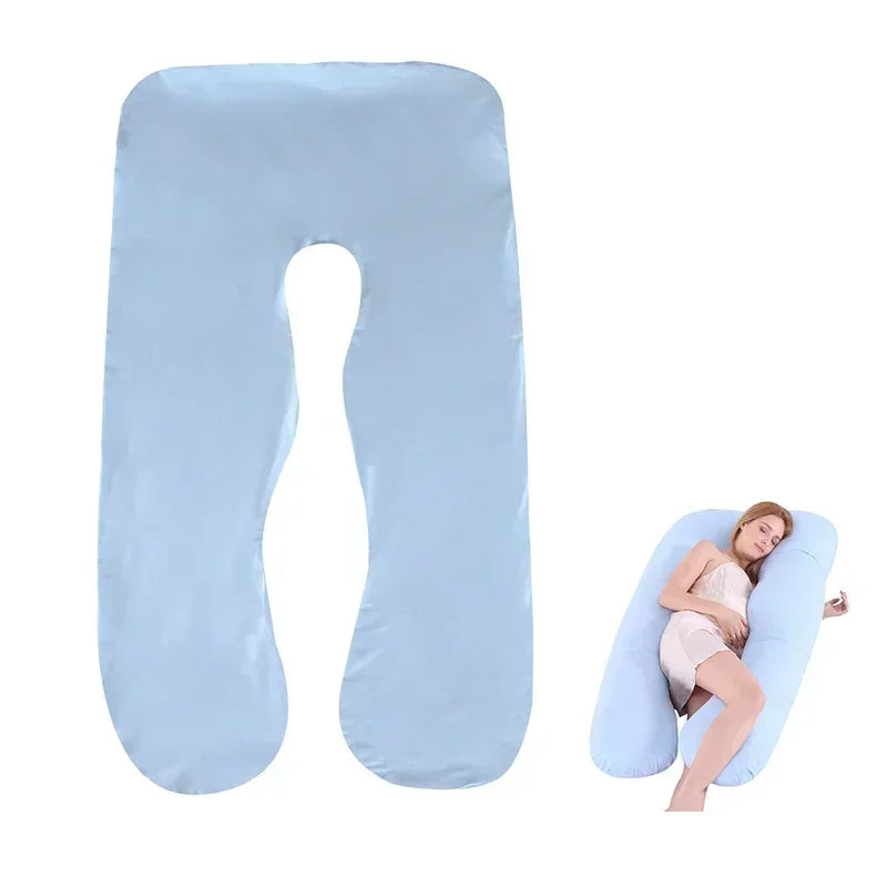 Cotton Maternity U-Shaped Body Pillow Case – 140/150cm Removable & Washable Cover for Pregnancy Support