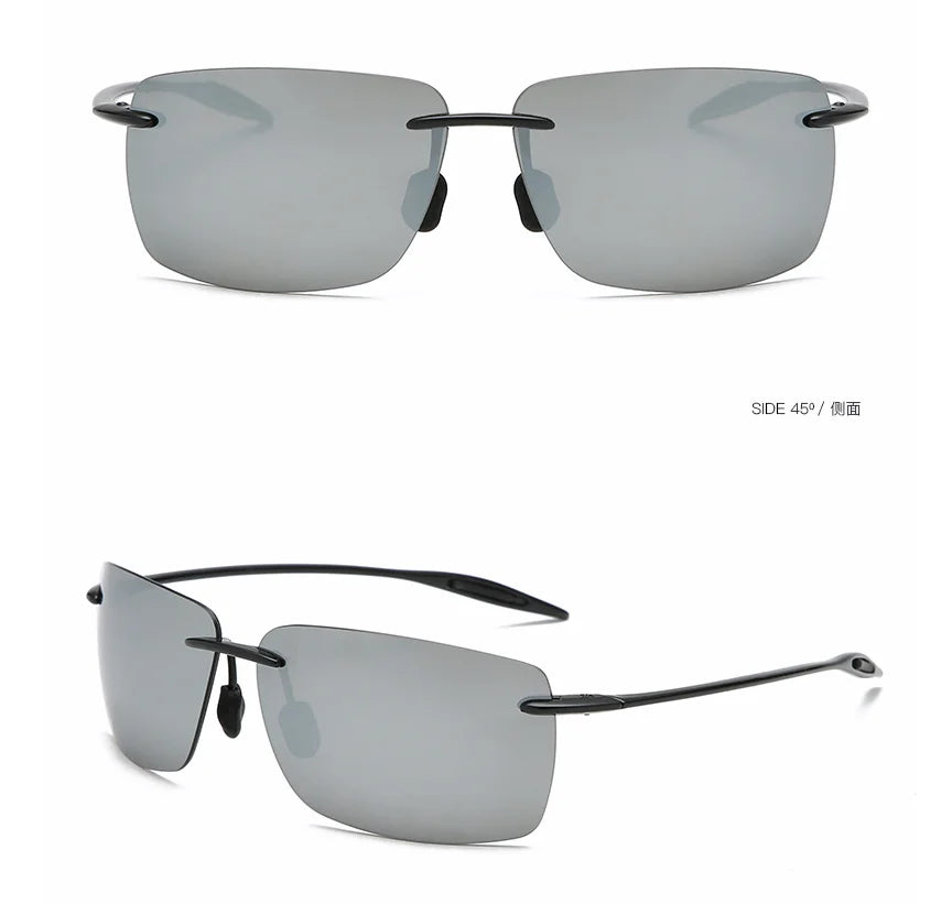 Classic Sports Rimless Sunglasses – UV400 Protection, Rectangle Frame for Men & Women, Ideal for Driving, Golf, and Outdoor Activities
