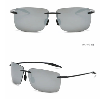 Classic Sports Rimless Sunglasses – UV400 Protection, Rectangle Frame for Men & Women, Ideal for Driving, Golf, and Outdoor Activities