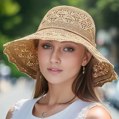 Children’s Summer Foldable Sun Hat – Korean Style Large Brim Hat with Sun Protection for Vacation and Outdoor Use