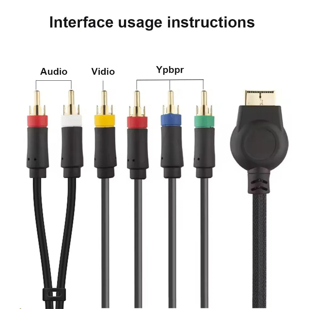 Sony PlayStation PS1/PS2/PS3 AV Cable 1.8M – Gold Plated YPbPr RCA Audio Video Cord for Game Console Connection