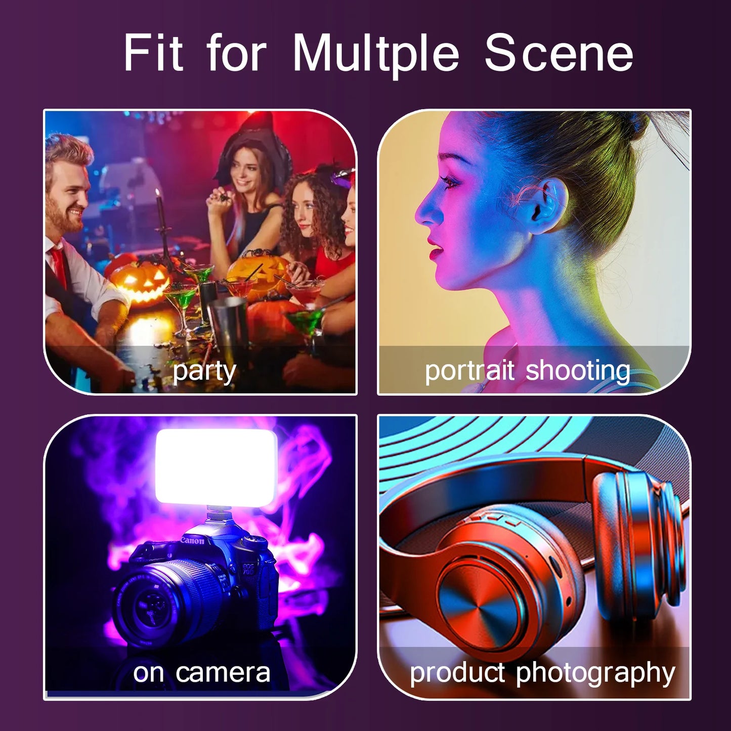 Dynamic RGB LED Camera Light Kit: Full Color Output, Dimmable Panel Light (2500K-8500K) CRI 95+