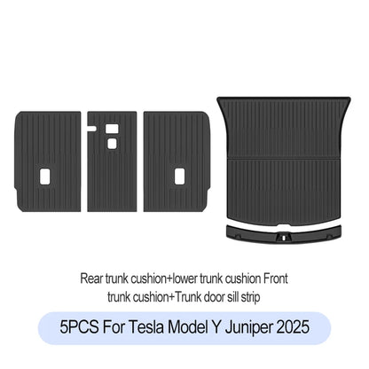 Tesla Model Y Juniper 2025+ TPE Floor Mats Set – Premium All-Weather Cargo & Trunk Liner, Wear-Resistant Car Interior Foot Protection Mats