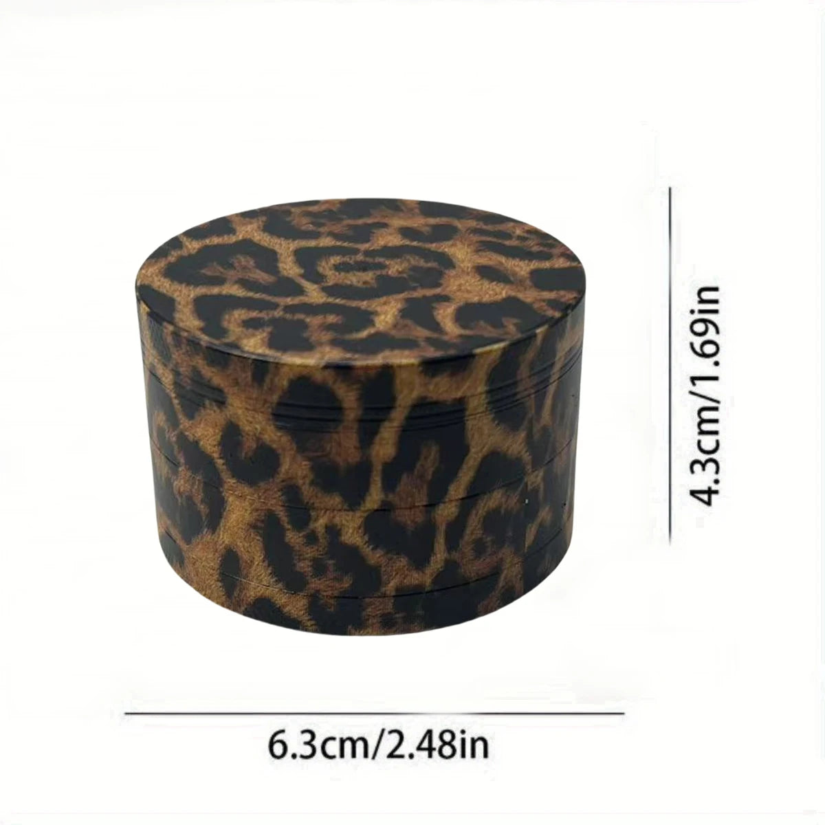 Metal Herb Grinder - Leopard Print Spice Crusher & Tobacco Grinder with Grinding Teeth