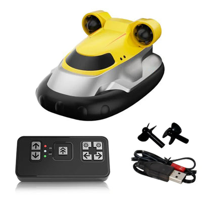 Mini RC Hovercraft Boat - 2.4GHz High-Speed Remote Control Water Toy with LED Lights for Kids & Gifts