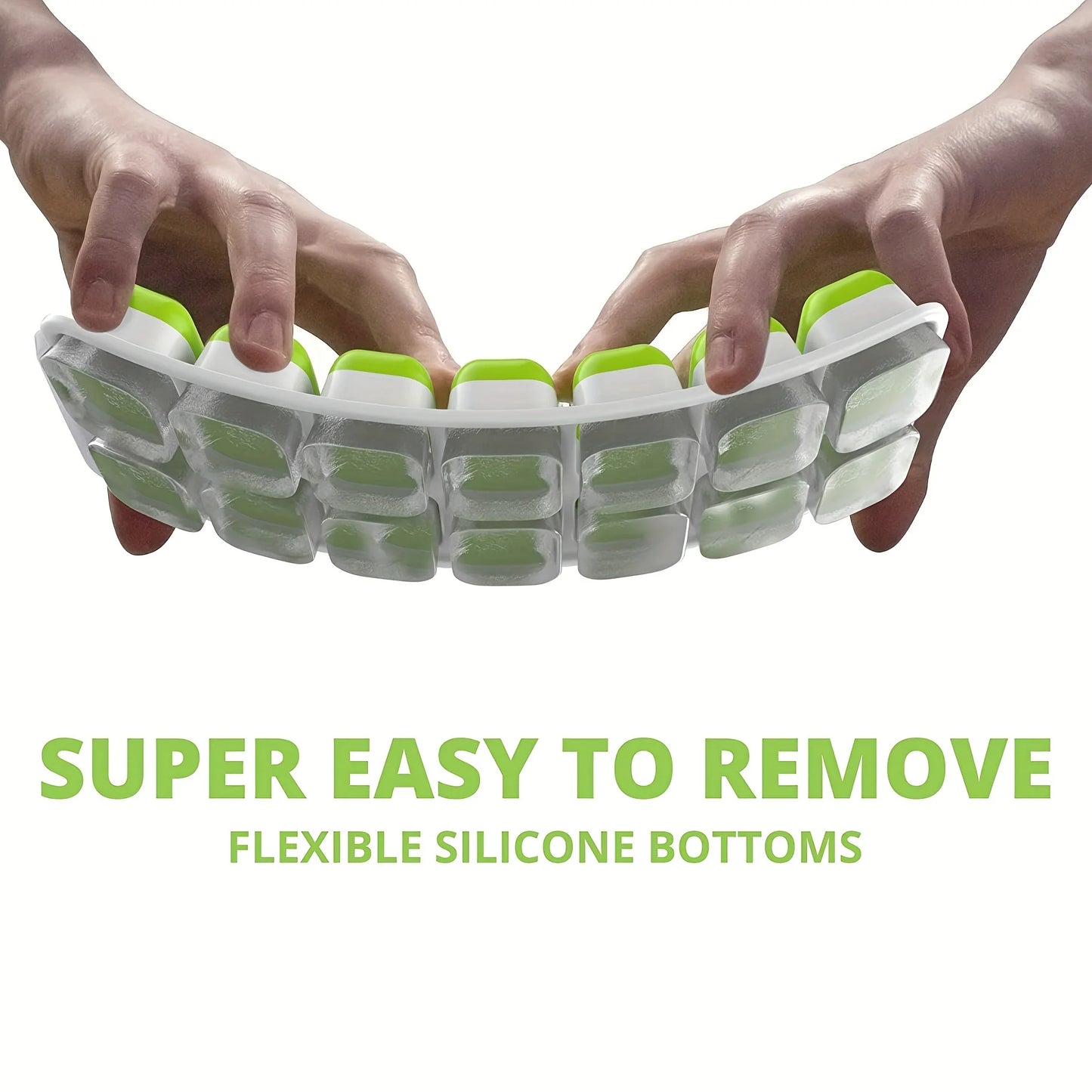 Silicone Ice Cube Mold – Easy-Release Flexible Tray with Spill-Resistant Removable Lid, Stackable Ice Trays with Covers