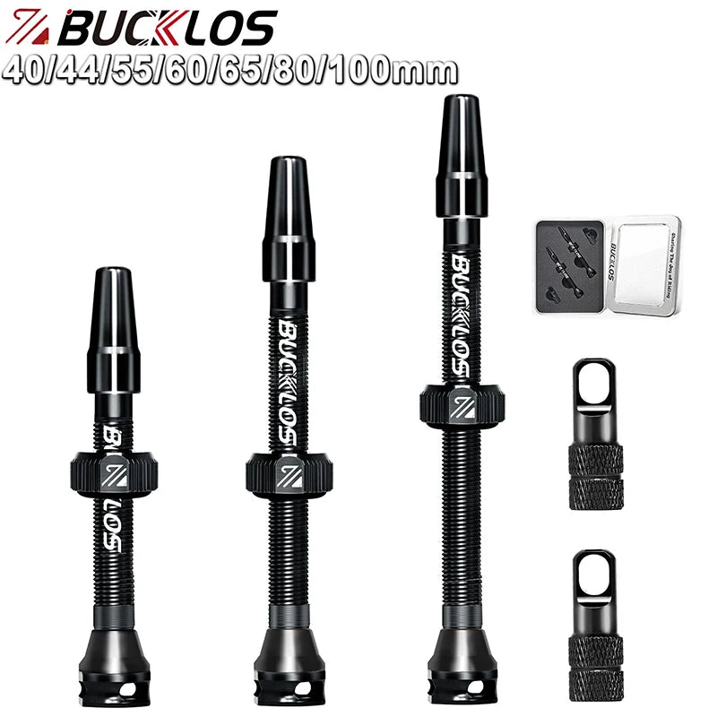 BUCKLOS Tubeless Presta Valve 40–100mm — CNC Aluminum Alloy Bike Valve for Road & MTB