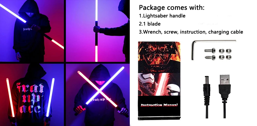 Luke RGB Metal Lightsaber – Laser Sword Kpop Lightstick Flashing Toy Rave Weapon Collectible