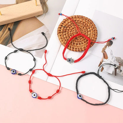 2/10PCS Lucky Red Rope Evil Eye Bracelets – Handmade Protective Wristbands for Men & Women