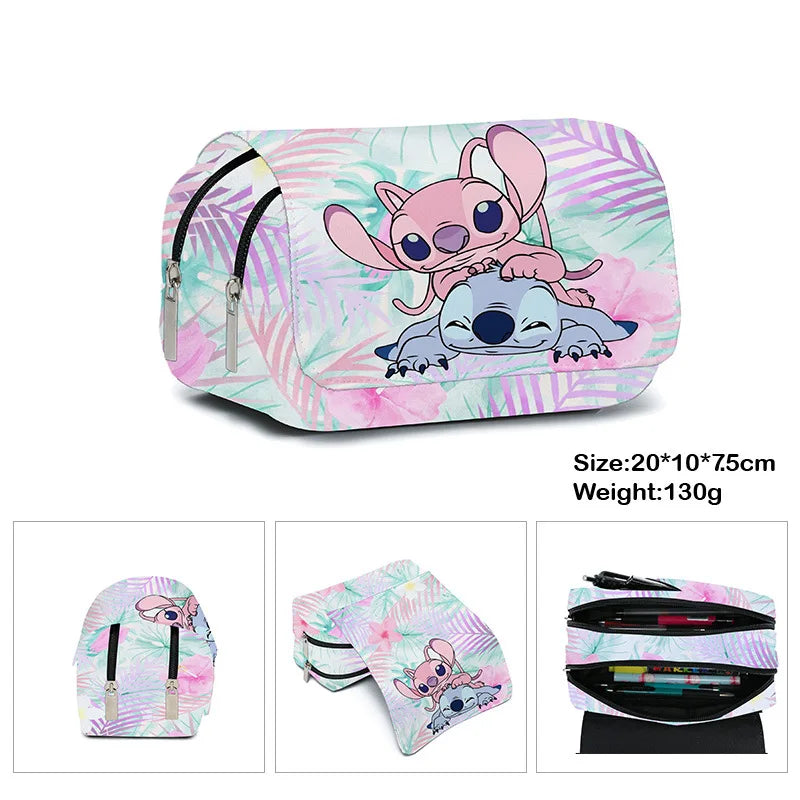 Stitch Fully Printed Flap Pencil Case – Kawaii Anime Stationery Box for School Girls