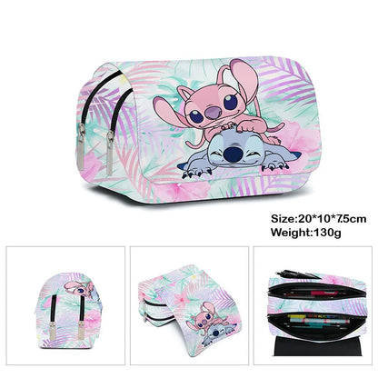 Stitch Fully Printed Flap Pencil Case – Kawaii Anime Stationery Box for School Girls