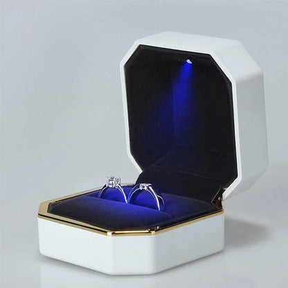 LED Jewelry Ring & Necklace Box — Luxury Velvet Display Case with Light for Engagement, Proposal & Wedding Gifts